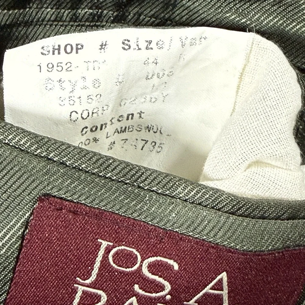 Jos A Bank 44R 100% Wool Sport‎ Coat Olive Brown Textured Blazer Men